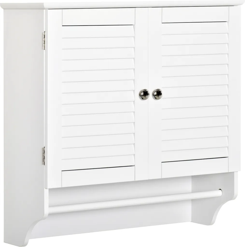 Armoire de Toilette Suspendue en Bois Blanc avec Portes Persiennes