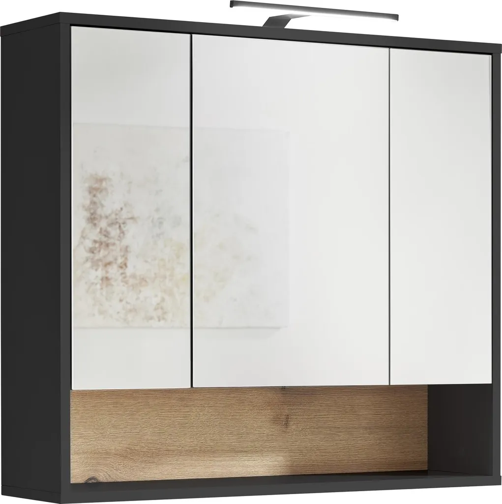 Miroir de Salle de Bain avec Rangement Liguria Anthracite 80 cm Large
