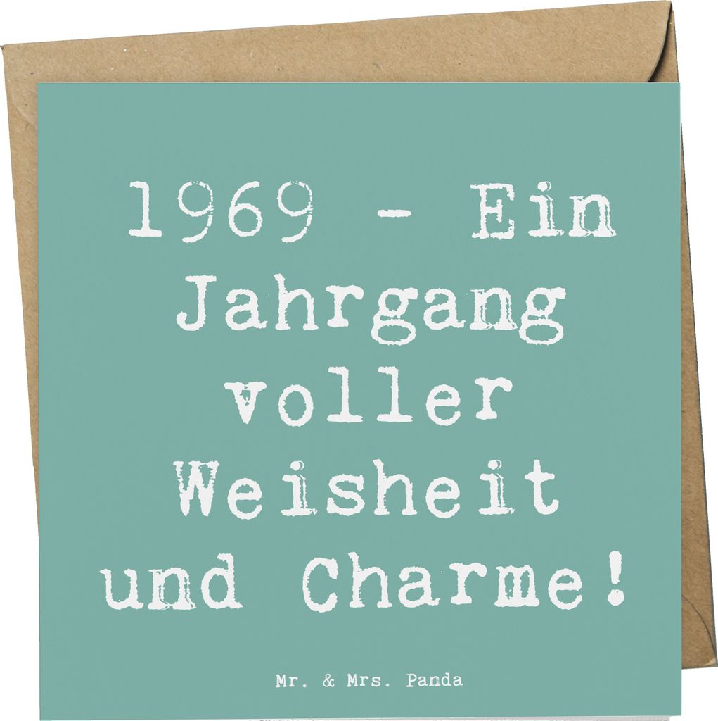 Mr. & Mrs. Panda Glückwunschkarte Spruch 1969 Geburtstag - Meeresbrise - Geschenk, Geburtstagsgeschenk, Jahrgang, anlasskarte, Glückwunsch, Klapp...