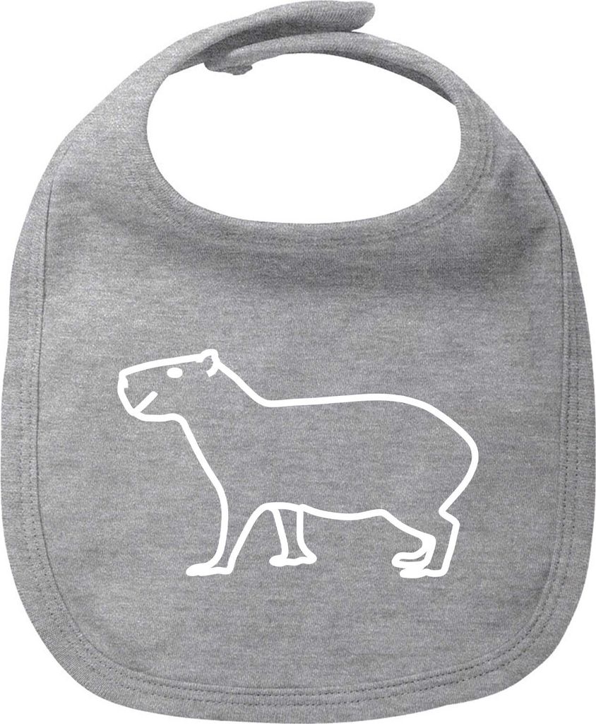 Huuraa Baby Lätzchen Capybara Silhouette Heather Grey Klettverschluss Baumwolle Latz Geschenkidee