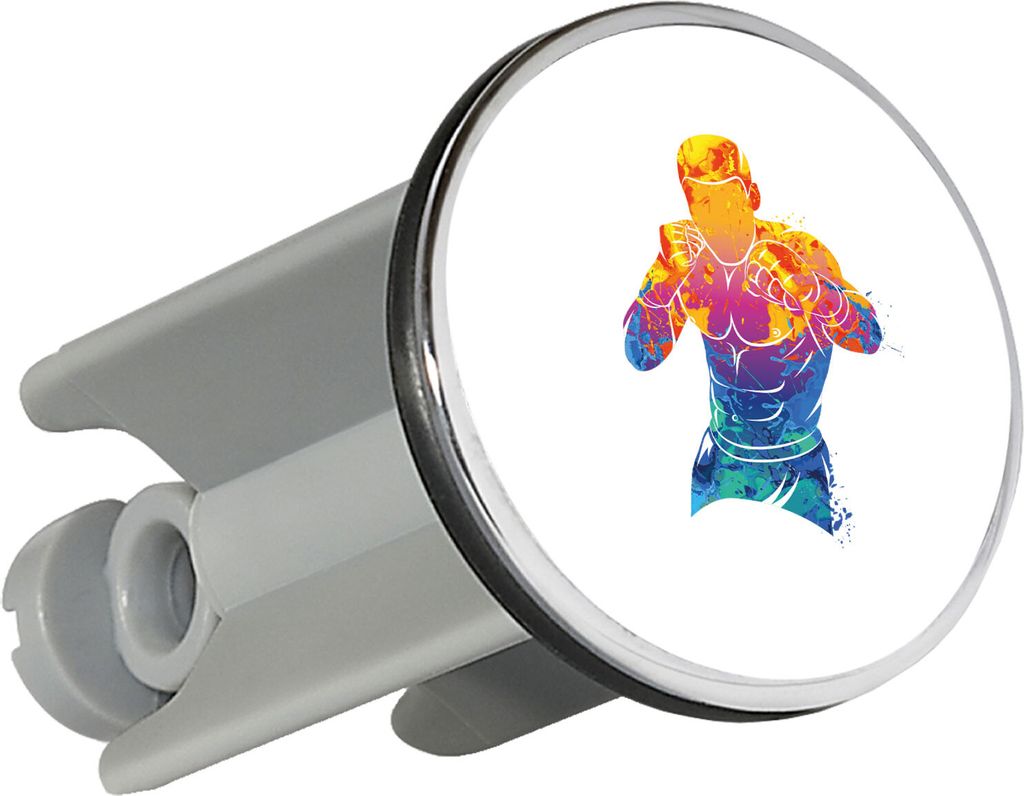 Huuraa Waschbeckenstöpsel Boxer Spieler bunte Silhouette 4cm höhenverstellbar Abflussstopfen Geschenkidee