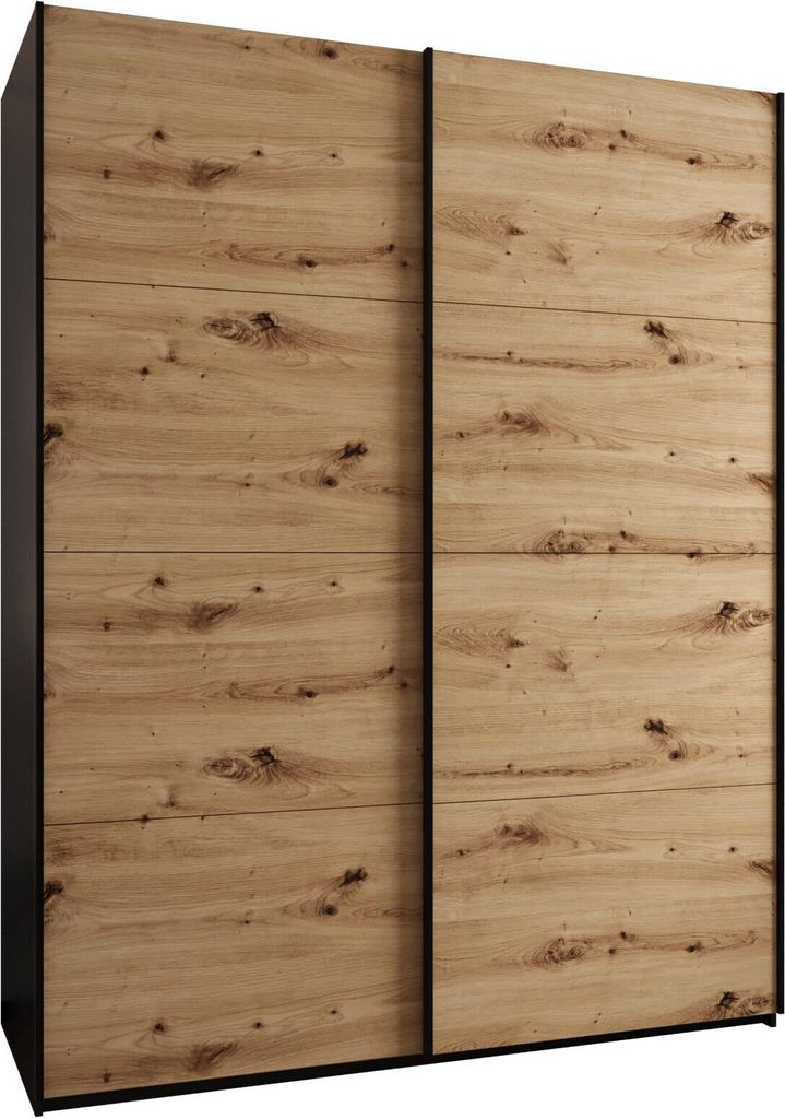 MEBLE KRYSPOL LUX 1 Kleiderschrank - 245,5x200x64cm - Schwarz, Artisan, Schwarz