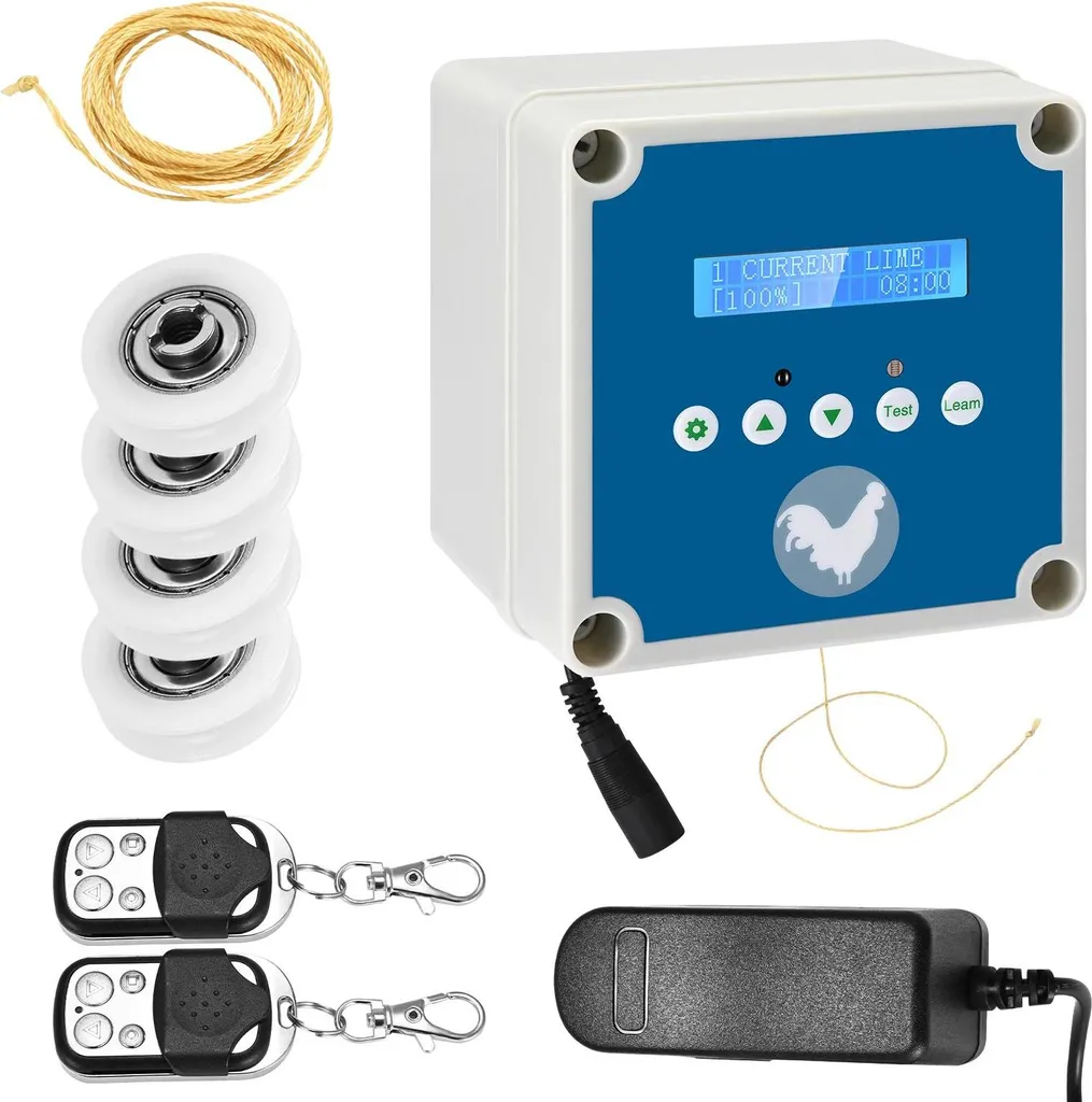 Kit Controllo Sportello Pollaio 4kg | Sensore Crepuscolare e Remoto