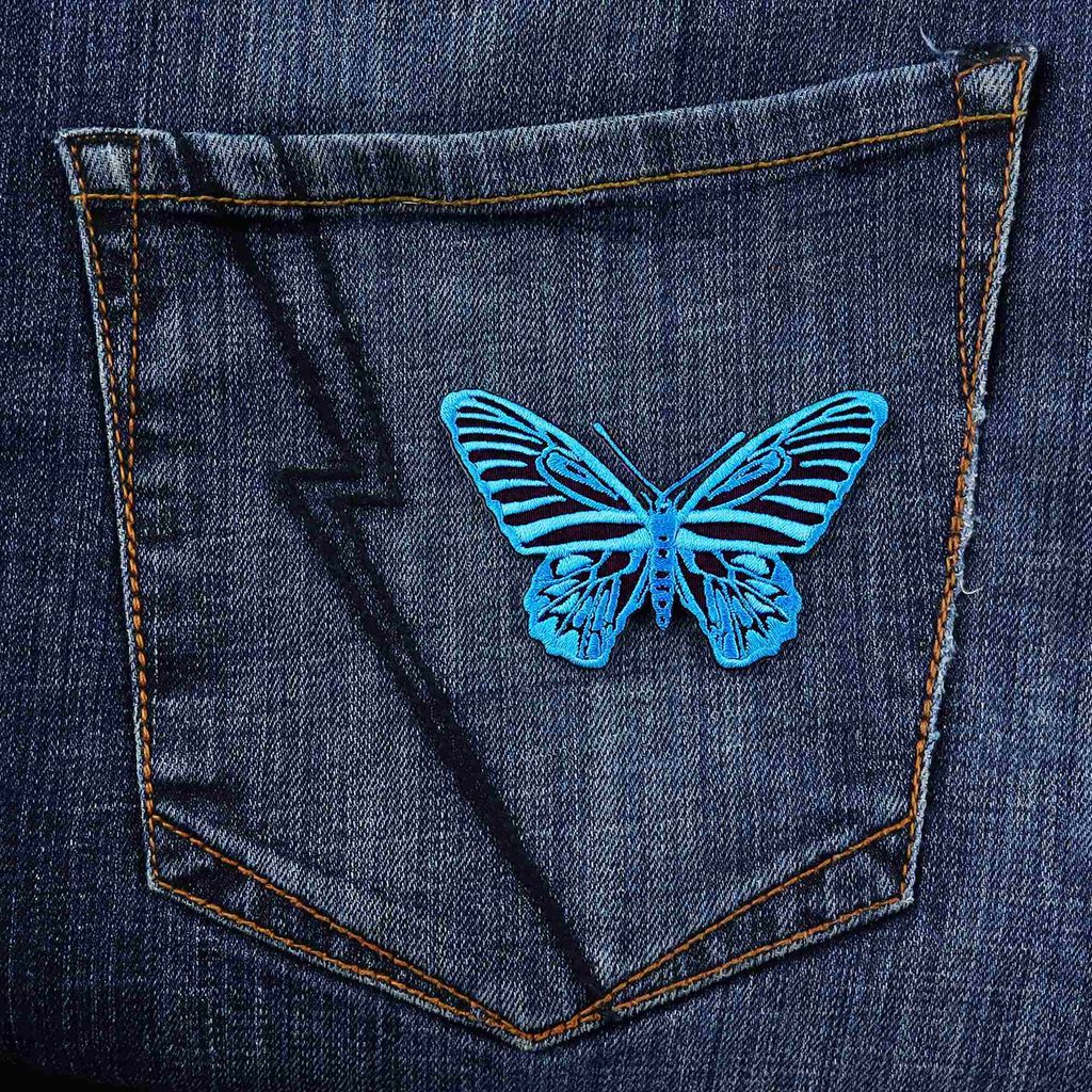 Bestickter Aufnäher Schädel-Gesichts-Schmetterling – Zum Aufbügeln Oder Aufnähen