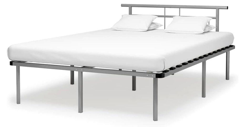 Bettgestell ohne Matratze, graues Metall, 140 x 200 cm