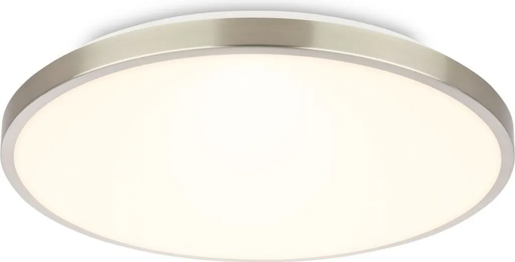Briloner COMPETO Lampada da soffitto a LED, paralume decorativo, luce bianca calda, nichel opaco, Ø33 x 6 cm