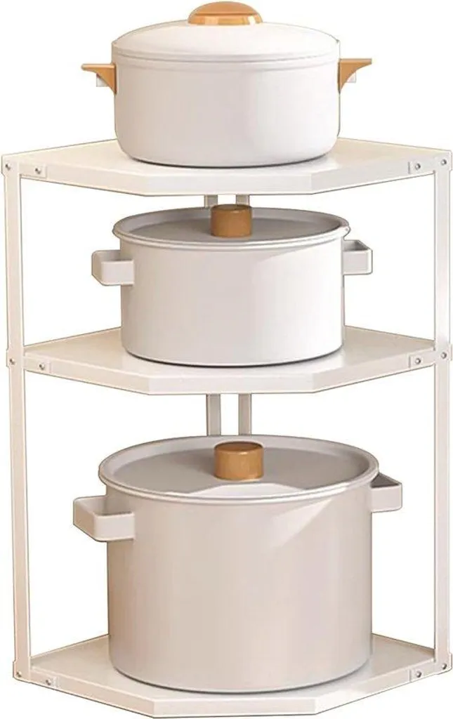 Organisateur de cuisine 3 niveaux en métal robuste pour grosses poêles