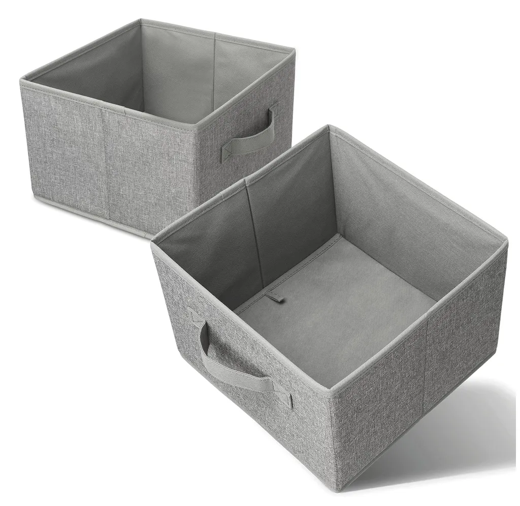 Organiseurs pour Armoire et Bureau - Lot de 2 Bacs Pliables Gris
