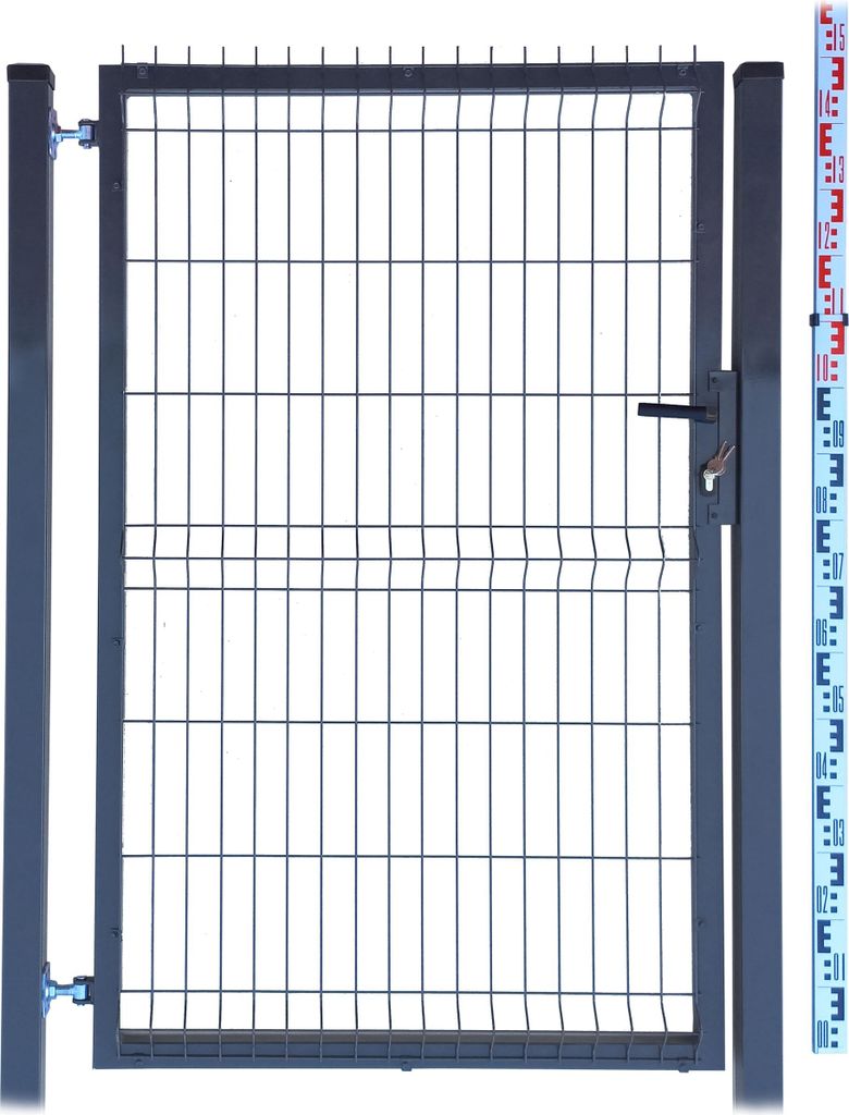 GARTENTOR 150 cm anthrazit graphit Einstabmatten 3D zwei PFOSTEN RAL7016 Zaun 153 cm | Gartentür Zauntor Einzeltor Tür Doppelstabmatten