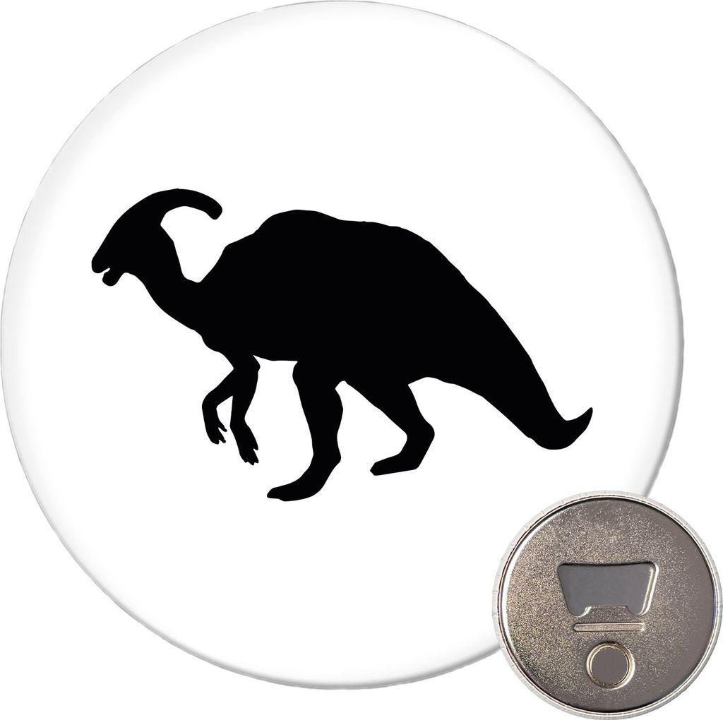 Huuraa Magnet Parasaurolophus Dinosaurier 59mm Kühlschrankmagnet rund Flaschenöffner Geschenkidee