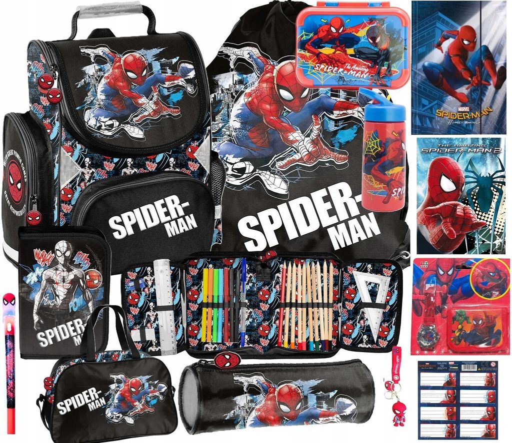 SPIDERMAN Schulranzen set 14in1 Ranzen rucksack Federmappe Produktbild 