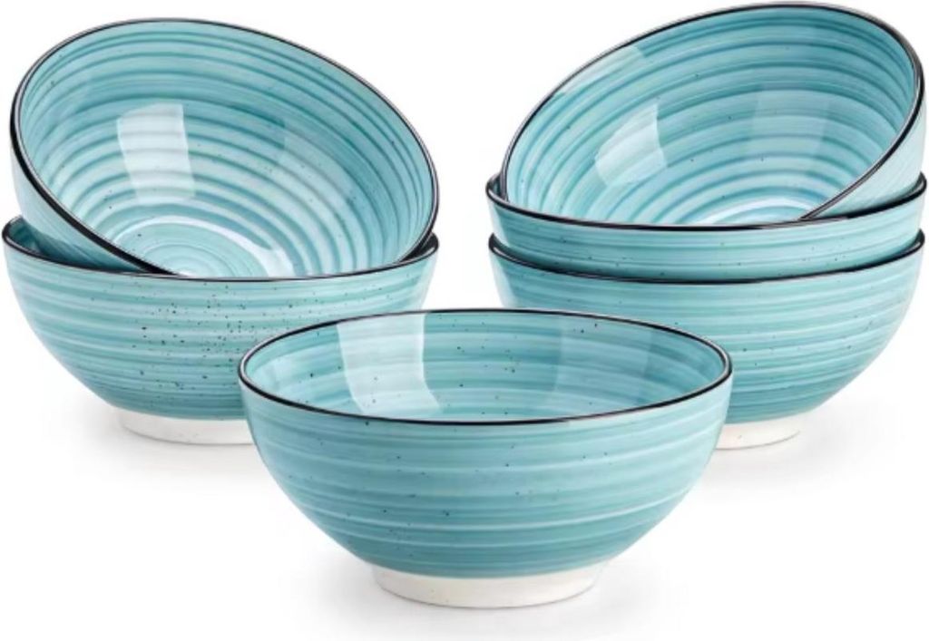 Stellaro Serviesset Fiorenzo – 6-teilig – 6 Personen – Blau – Essteller – Tafelservice – Tiefe Teller – Frühstücksteller – Servie...