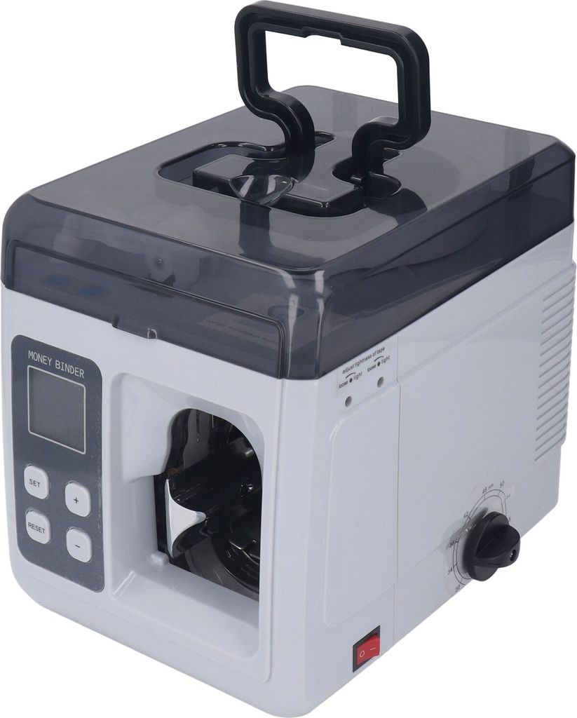 Banknotenbindegerät Vollautomatisch Geld Geldschein Währung Bündel Umreifung LCD Display EU Stecker 220V