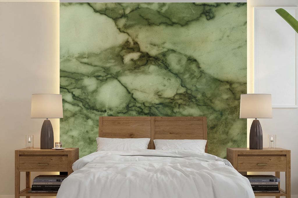 MuchoWow Fototapete für Wohnzimmer oder Schlafzimmer Wandtapete Vinyl Motivtapete Marmor - Steine - Kalk - 240x240 cm - Schlafzimmer-Tapete
