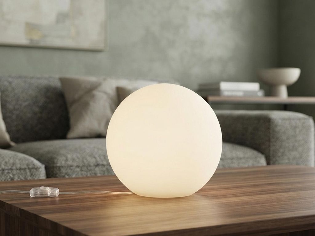 Kleine LED Tischlampe mit Glaskugel Weiß, dimmbare Produktbild 