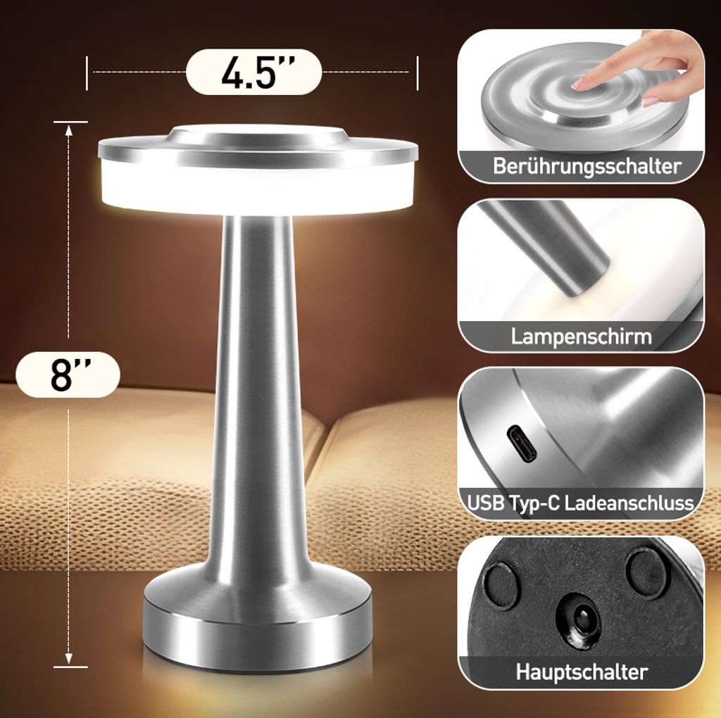 Schreibtischlampe,Nachttischlampe,Nachtlicht, Touch Produktbild 4