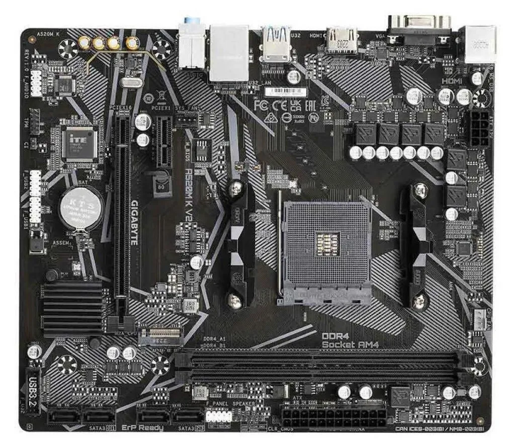 Carte Mère A520M K V2 Gigabyte avec USB 3.2 et Audio HD 8 Canaux AM4