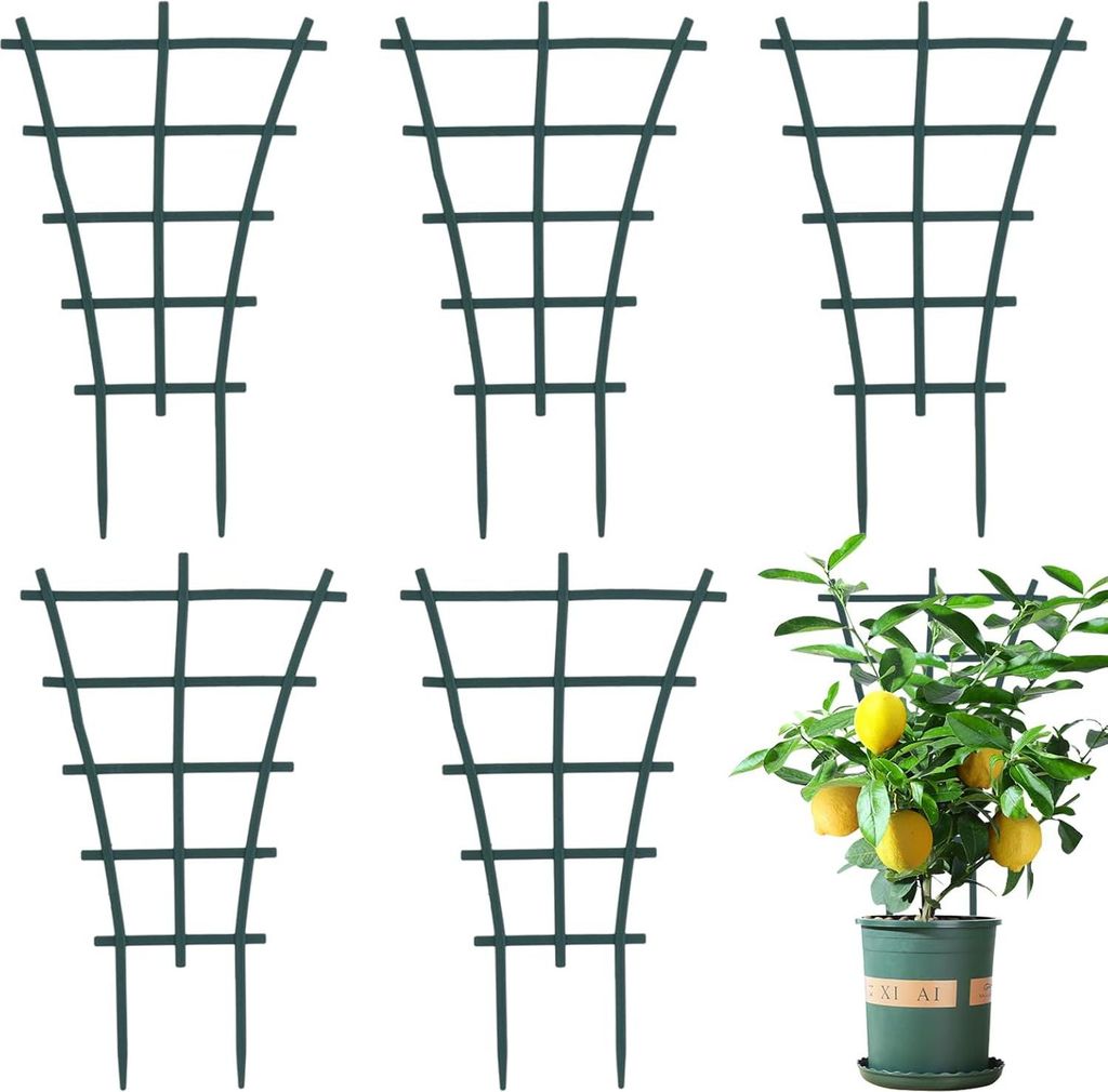 Ausziehbarer Kunststoffzaun – Pflanzenstütze für den Garten – 6er-Set – grün
