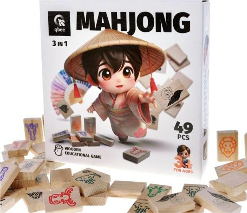 QBEE Jeu éducatif en bois Mahjong pour enfants 59 pièces Image du produit 