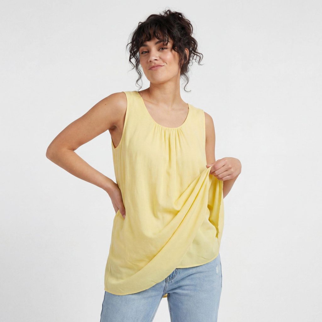 Top Long Shirt ärmelloses Sommer Oberteil Rundhals 36-50 für Damen