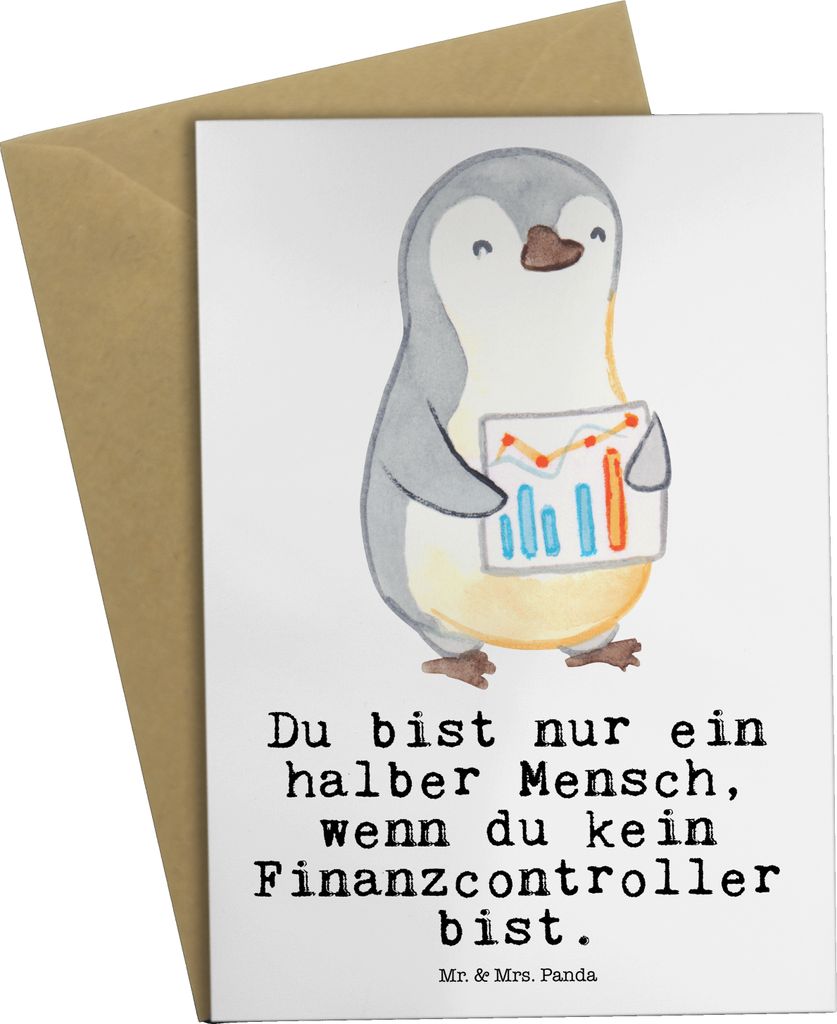 Mr. & Mrs. Panda Grußkarte Finanzcontroller Herz - Weiß - Geschenk, vatertagskarte, abiturkarte, einladungskarten, hochzeitskarten, weihnachtskarten
