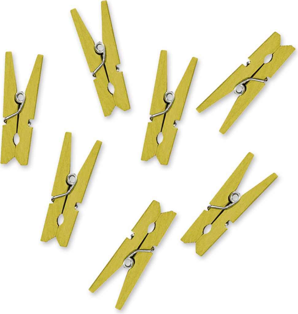 10 kleine Holzklammern, gelb