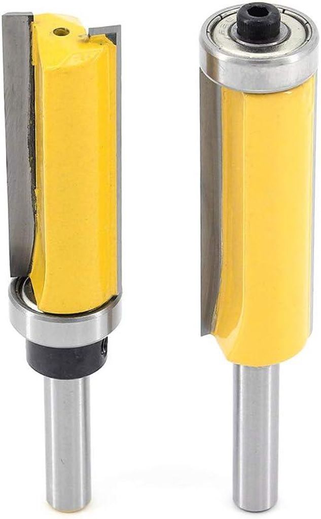 2 Stück 8mm Schaft Bündigfräser, extra langes, für Holzbearbeitung, Top/Bottom Bearing Flush Trim Bit