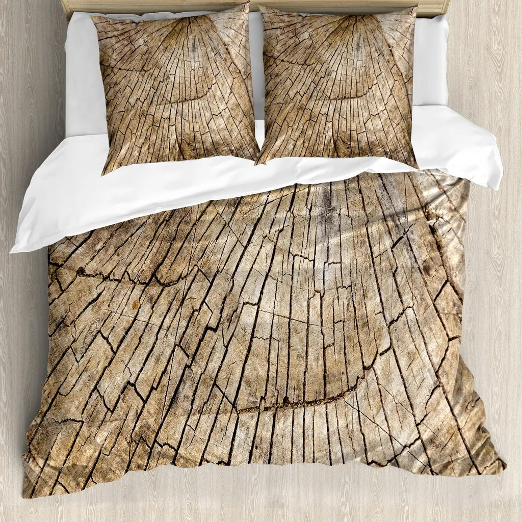 Set Copripiumino Matrimoniale Legno Naturale ABAKUHAUS Antiacaro