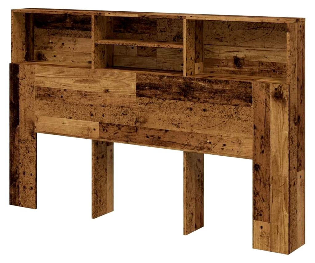 Kopfteil mit Stauraum, Schlafzimmerregal, Altholz-Optik 160x19x103,5cm Holzwerkstoff