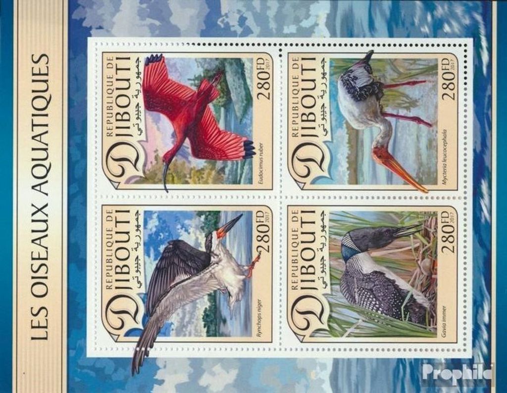 Briefmarken Dschibuti 2017 Mi 1468-1471 Kleinbogen (kompl. Ausg.) postfrisch Wasservögel