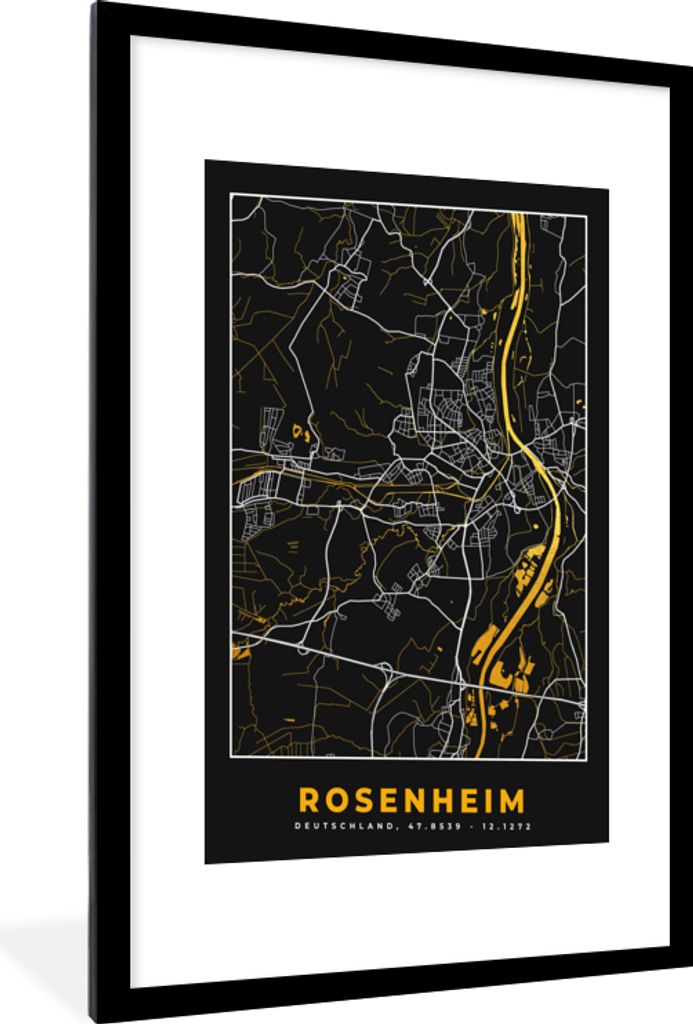 MuchoWow® Gerahmtes Poster Rosenheim - Stadtplan - Karte - Produktbild 