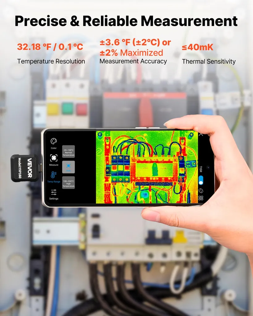 Caméra thermique VEVOR pour Android USB-C IR 160x120 Haute Résolution - 6