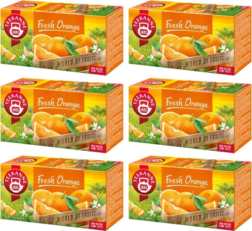 Teekanne frische Orange Tee 6x 20 Teebeutel - Früchtetee Mischung Ländertee