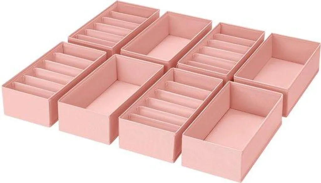 Fini le désordre : Set 8 rangements rose 30x15x9 cm habits d'enfants
