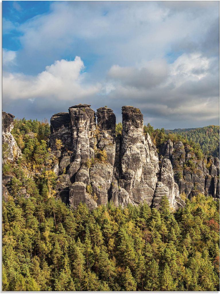 ARTland Glasbild Felsen Bäume Sächsische Schweiz III Größe: 45x60 cm