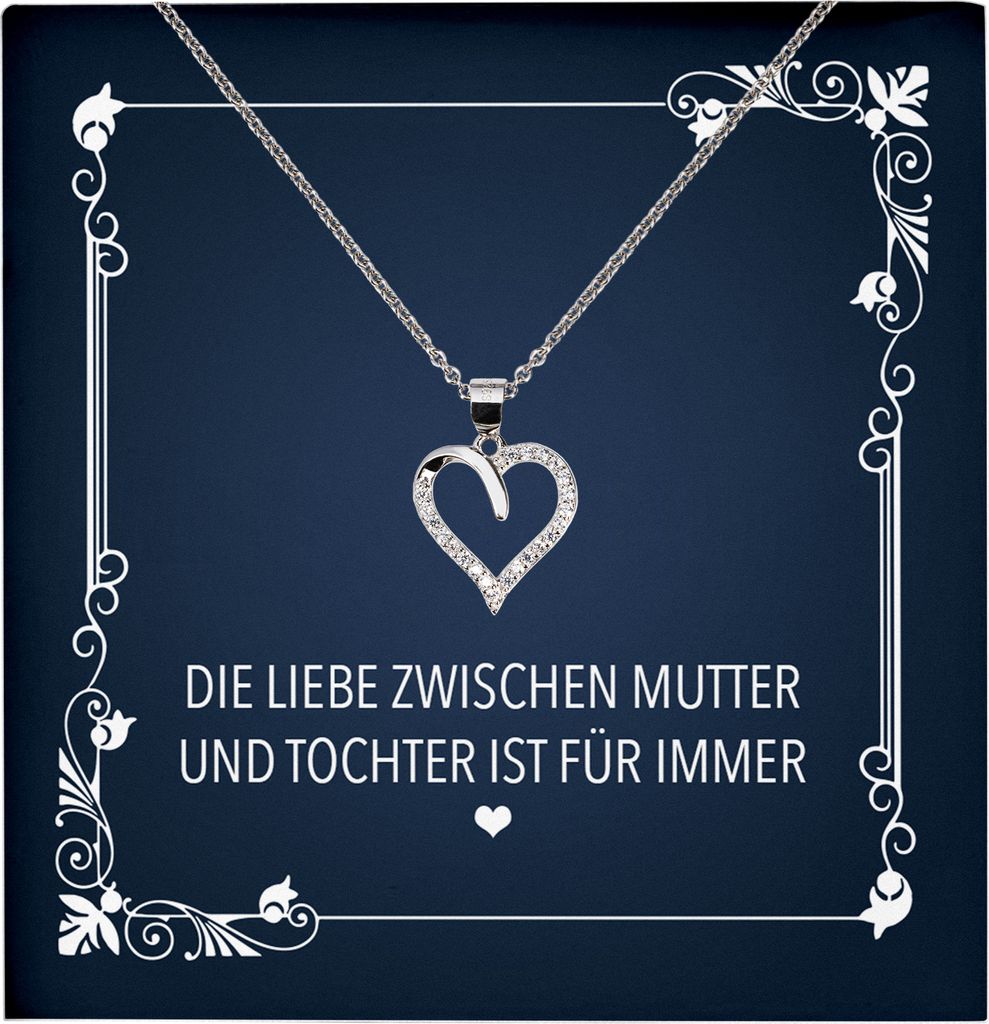 22Feels Echt Silber Halskette - Mama Geschenk von Tochter Geburtstag und Muttertag Mutter Schmuck Set für Frauen - Herz Anhänger, Karte