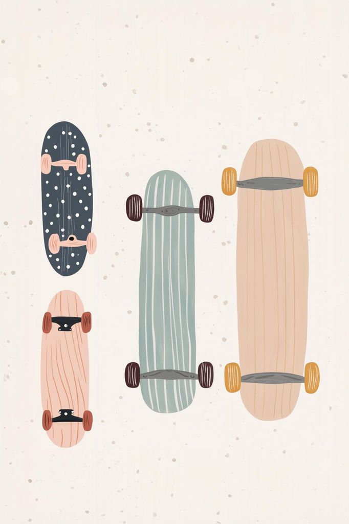 Poster 20x30cm Muster für Kinder, Jungen fürs Zimmer - Skateboards