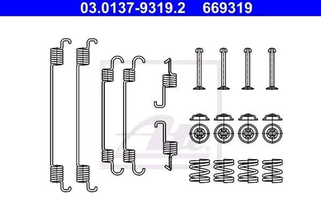 ATE Zubehörsatz Bremsbacken 03.0137-9319.2 Hinten für FIAT Sedici (FY)