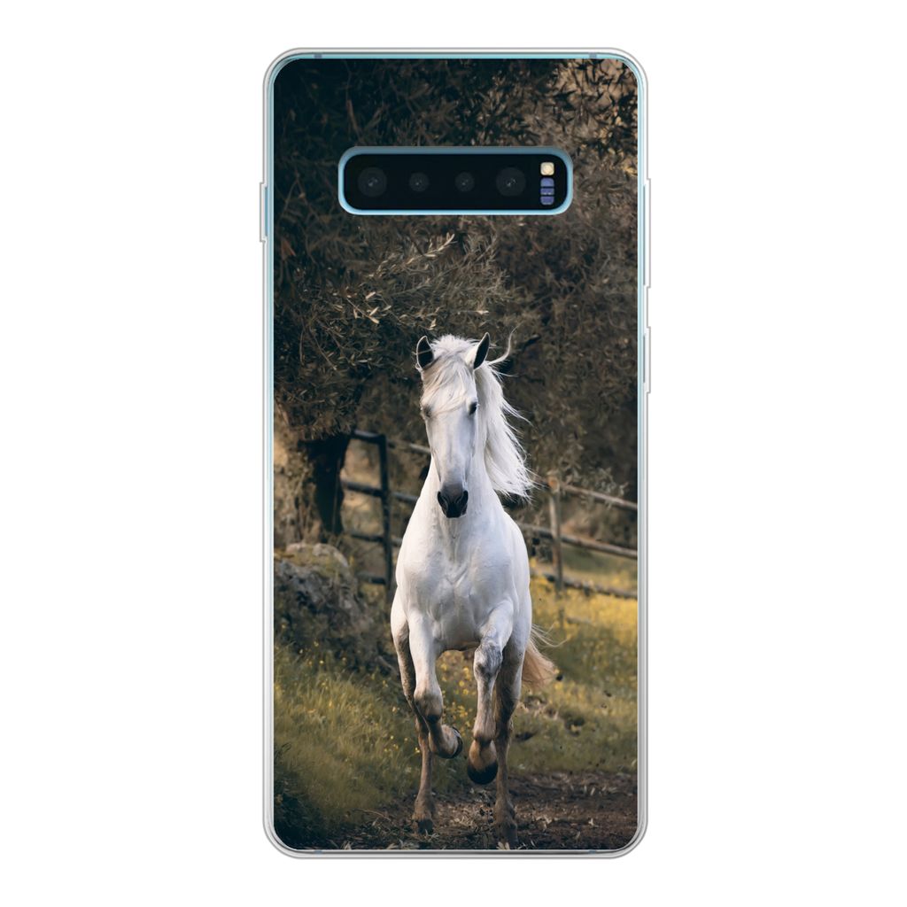 MuchoWow Handyhülle Schutzhülle Hülle für Samsung Galaxy S10 Plus Pferd - Natur - Schlamm Silikon Softcase Handy Hülle - Schutzhülle