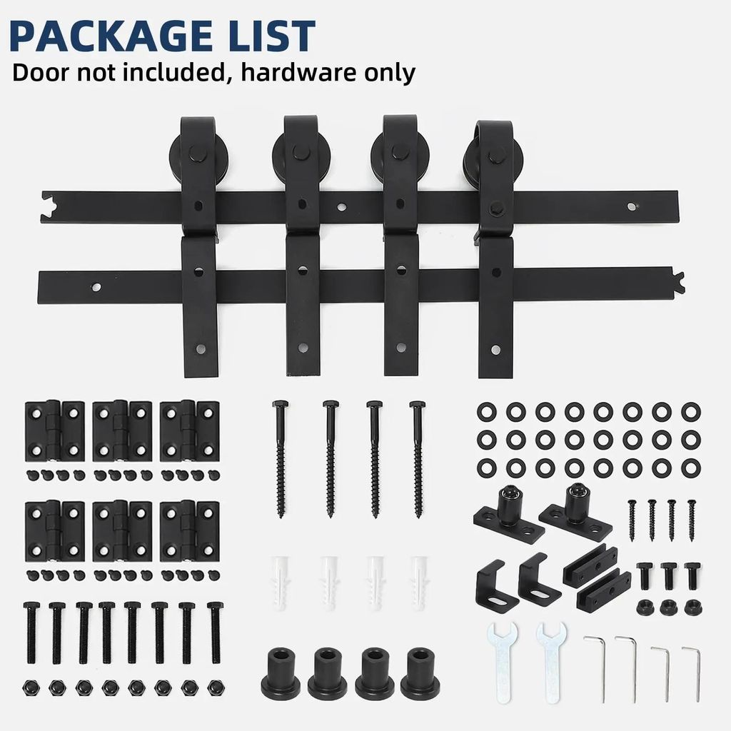 Schiebetür-Beschlag für Scheunentor - Falt-Schiebetür-Set - Für 4 Türen - Schiene 132 cm - Seitlich montierte Rollen - Leise - Stahl