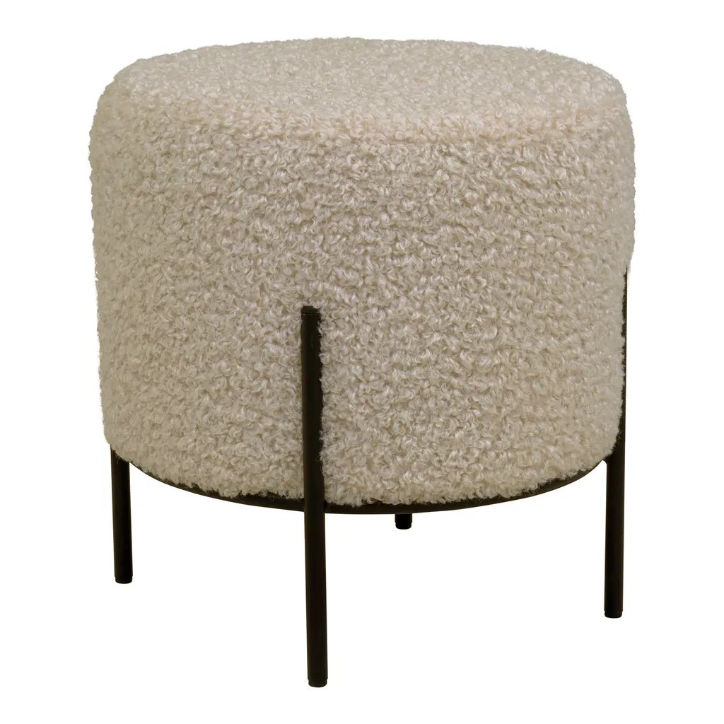Pouf gain de place Alford imitation peau de mouton gris marron