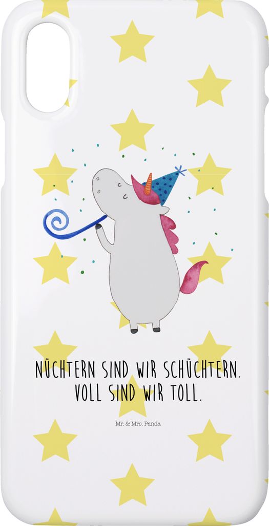Mr. & Mrs. Panda Iphone 10 Handyhülle Einhorn Party - Weiß - Geschenk, Handy, Unicorn, X, Einhörner, Geburtstag, Case, Cover, Club, Fest, Glitzer