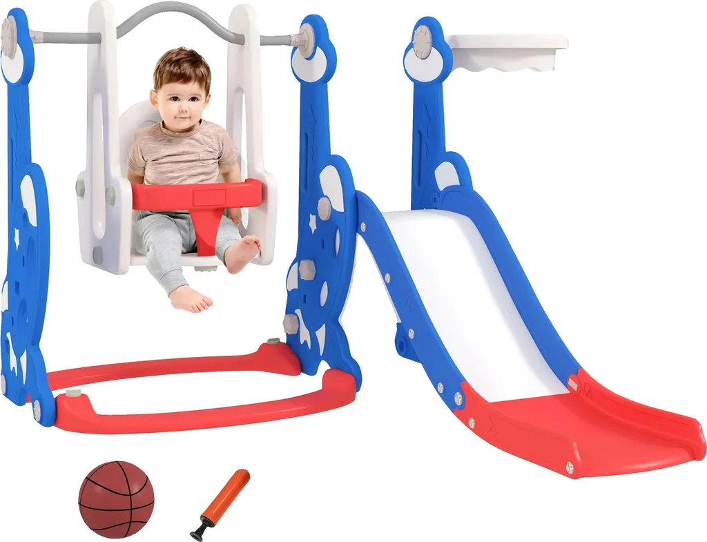 Aire de jeux intérieure structure d'escalade enfant bleu foncé et blanc
