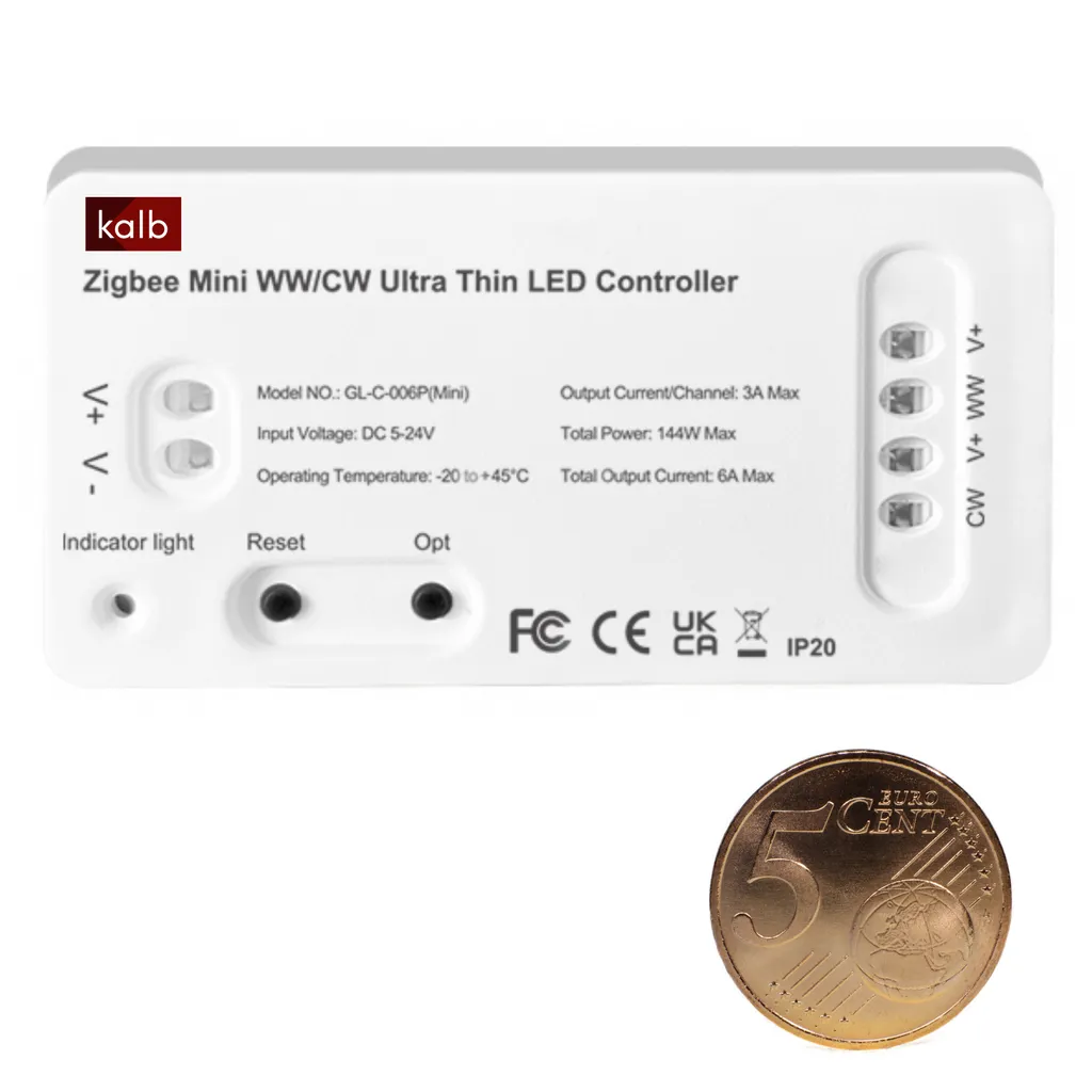 Contrôleur Zigbee 1 canal pour ruban LED CCT et blanc, avec télécommande RF
