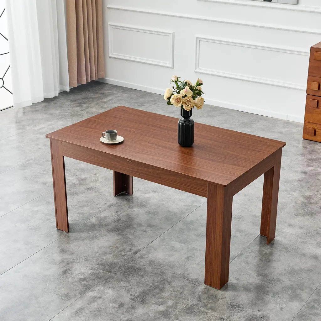 Table à manger rectangulaire à rallonges finition noyer - Modèle N75