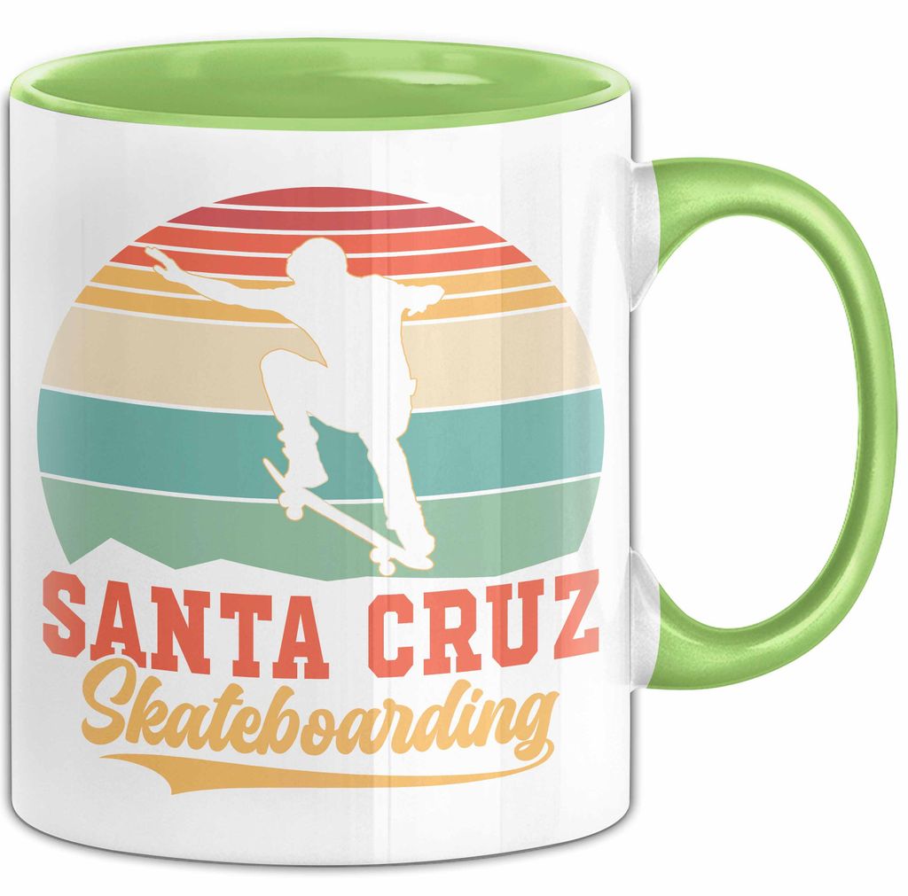 Skateboard Skater Fans Bzw Skateboard Tasse Becher Geschenk Mädchen Jungs Santa Cruz (Grün)