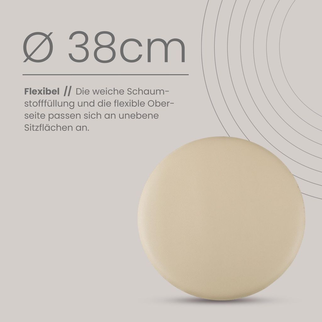 Coussin de chaise ⌀ 38cm similicuir avec antidérapant Beige Image du produit 