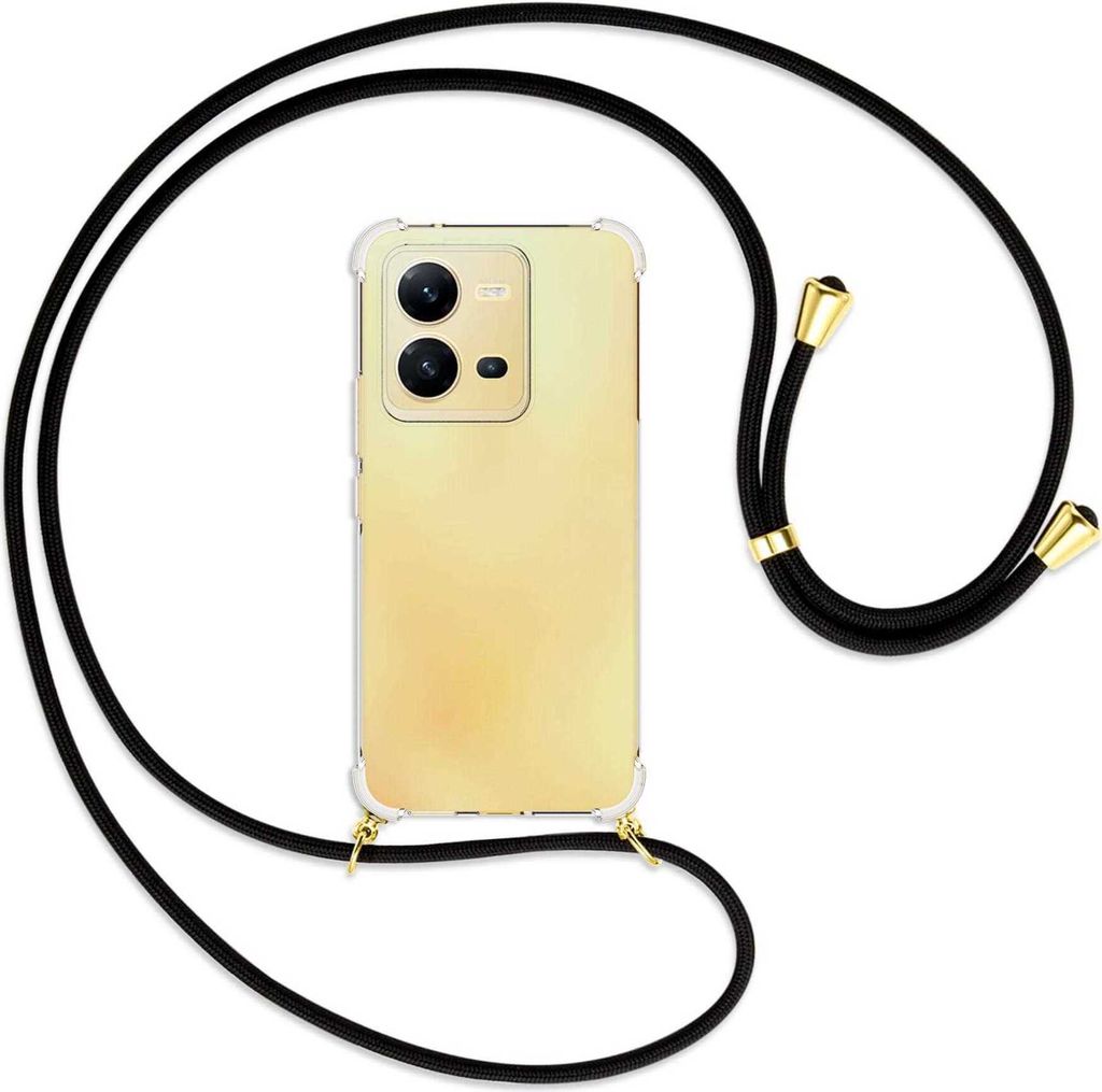 Handykette Backcover-Schutzhülle mit Band (Metall goldfarben) für vivo X80 Lite, vivo V25 (6.44'') - schwarz