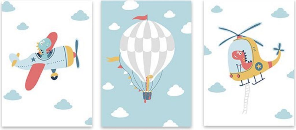 TPFLiving Kunstdruck LW-1060 (OHNE RAHMEN) Poster - Leinwand - Wandbild - Hochauflösender Giclée-Druck, langlebig und hochwertig - Dinosaurier Fl...