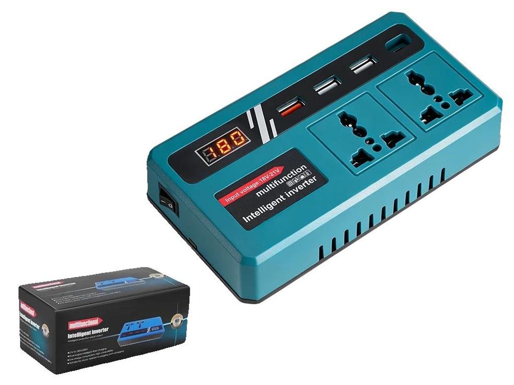 Wechselrichter, 300W Ausgang, 18V-21V Eingang, Dual-USB-Ladefunktion, kompaktes Design, Sicherheitsmerkmale